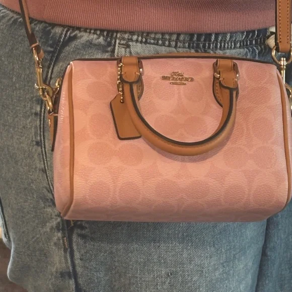 Coach Powder Pink Leather Mini Rowan Crossbody Bag - Picture 7 of 8